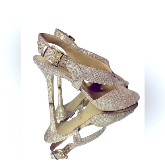 Michael Kors Dazzling Sexy Glitter Crisscross Slingback Sandals Heels Sz 10 - Picture 6 of 9